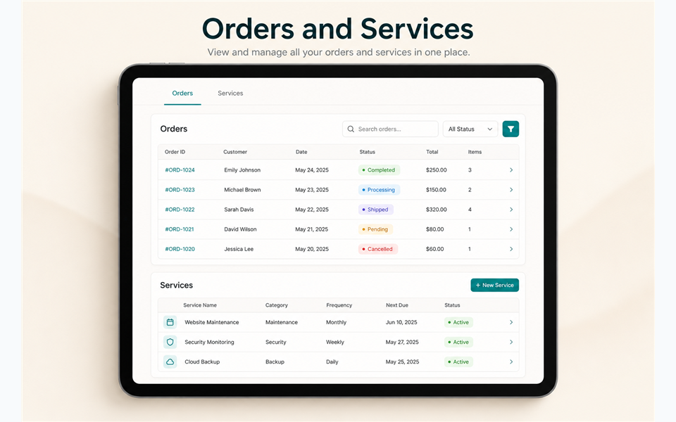 Orders & services