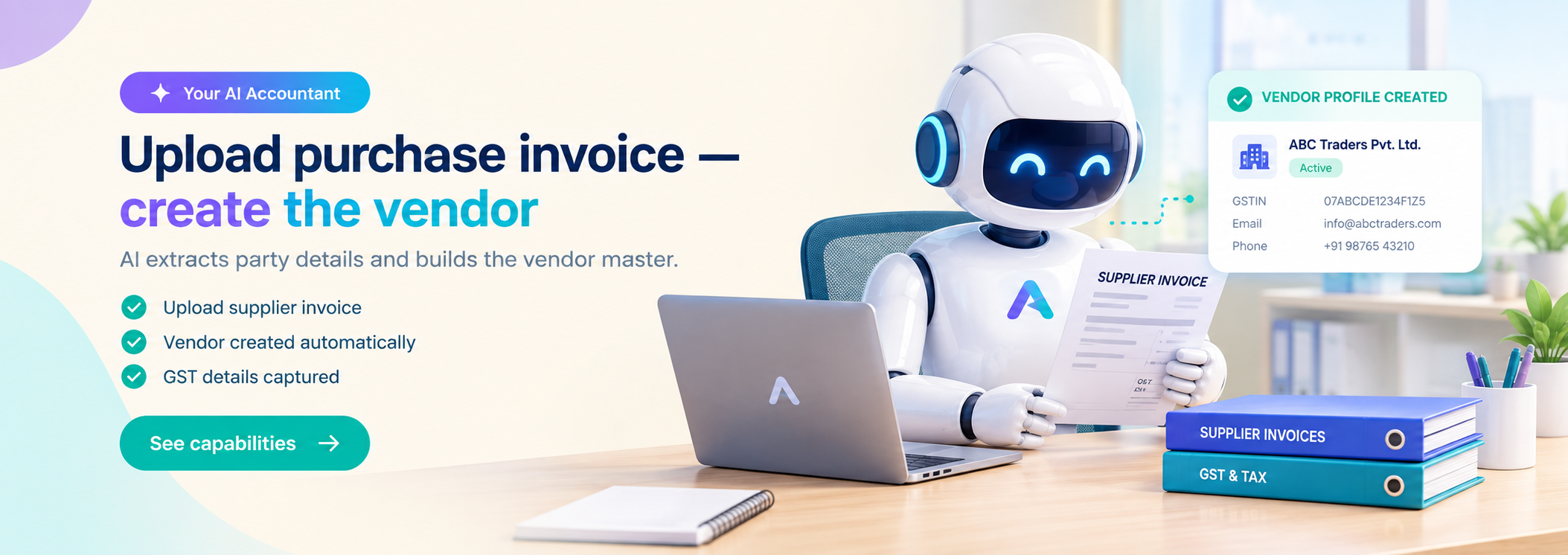 Upload purchase invoice — create the vendor