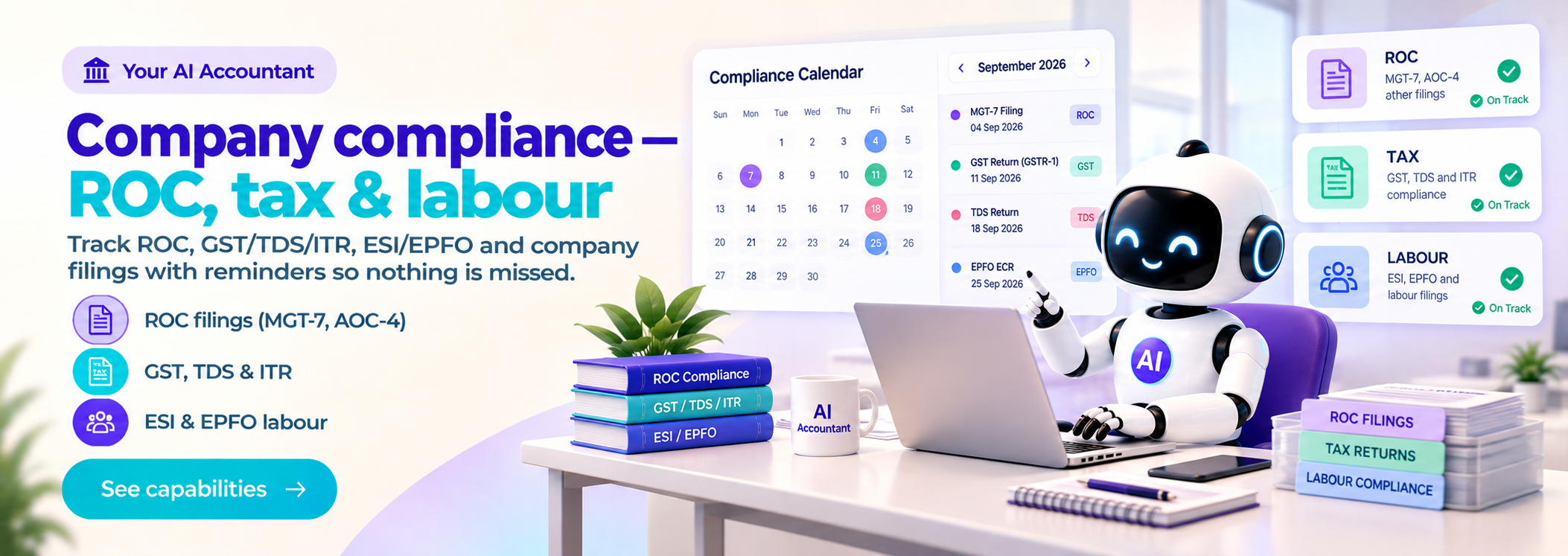 Company compliance — ROC, tax & labour