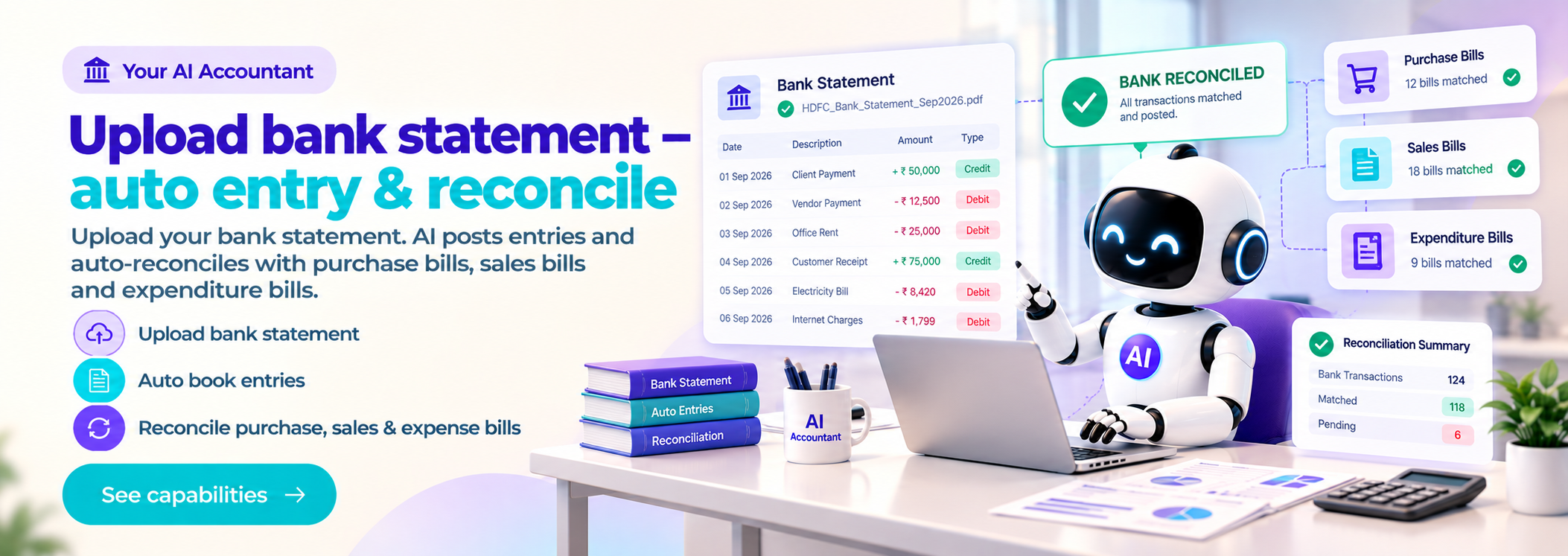 Upload bank statement — auto entry & reconcile